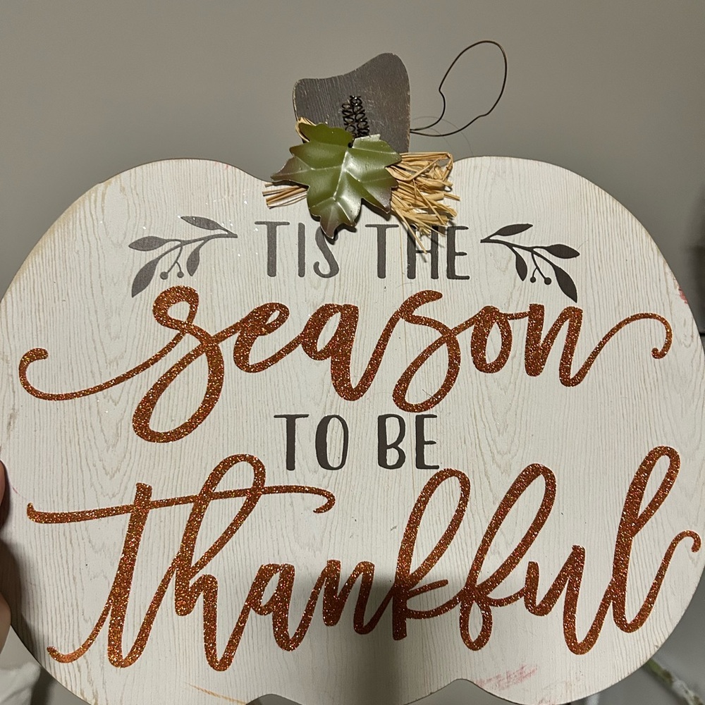 Seasonal Thankful Sign with Glitter Accents